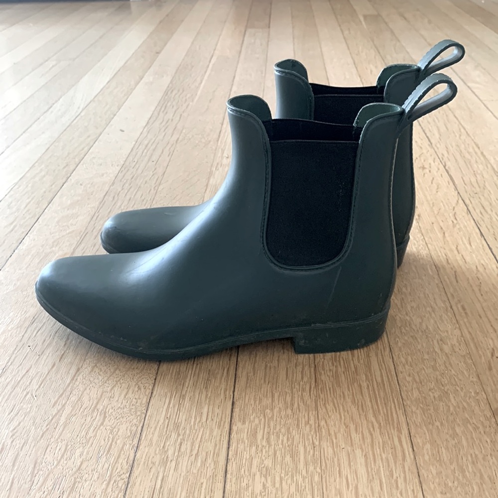 J.Crew hunter green Chelsea rain booties